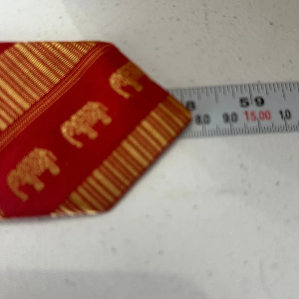 Bo Ties Mens Woven Thai Silk Elephant Pattern Necktie Narrow Folk Art Maximalist